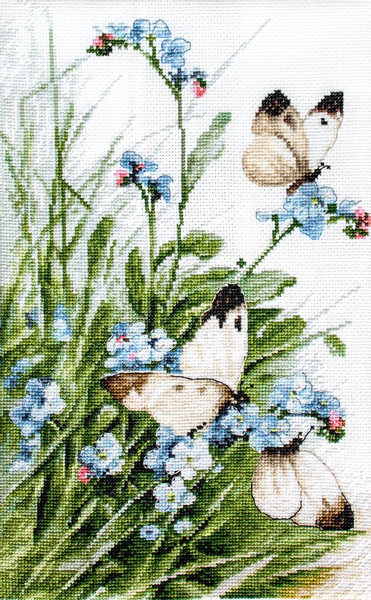 Letistitch ชุดปัก Butterflies and Bluebird Flowers