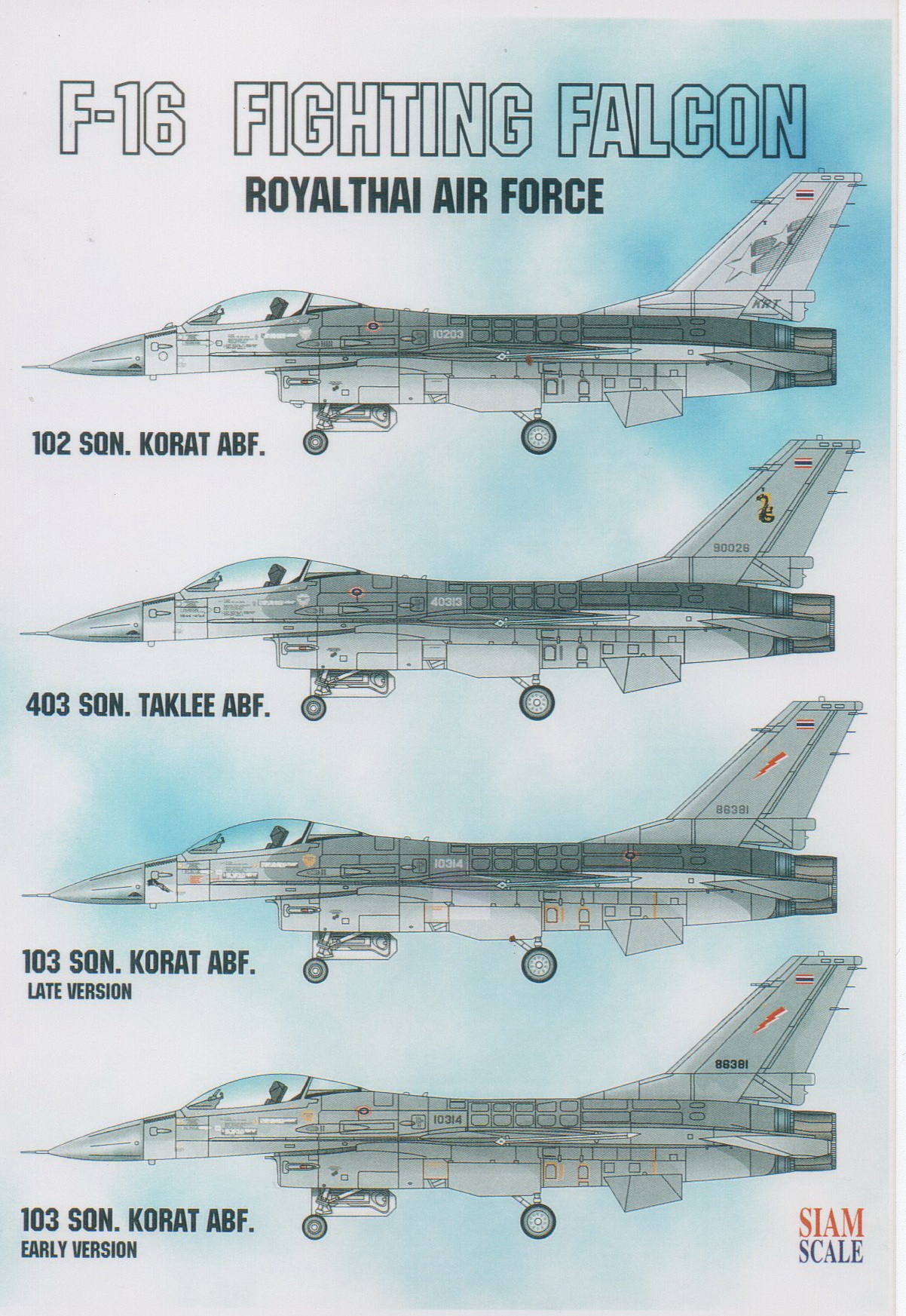 DECAL 1/72 F-16A/B FIGHTING FALCON ROYAL THAI AIR FORCE
