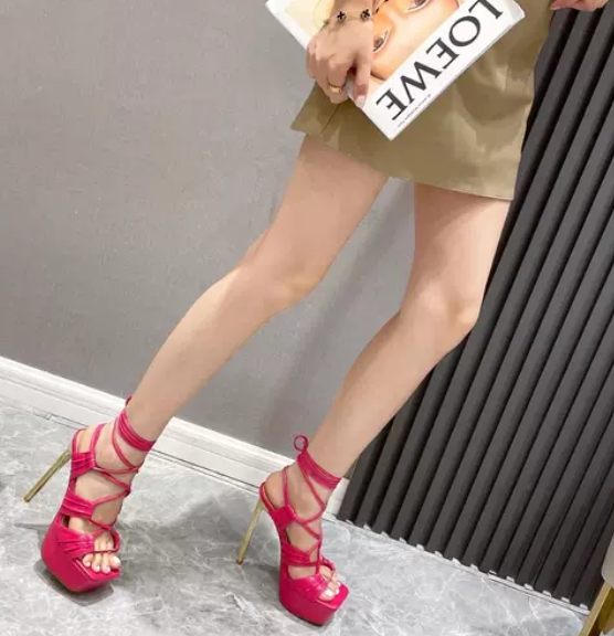 รองเท้าส้นสูงสีทอง/ดำ/ขาว/ชมพู ไซต์ 35-42