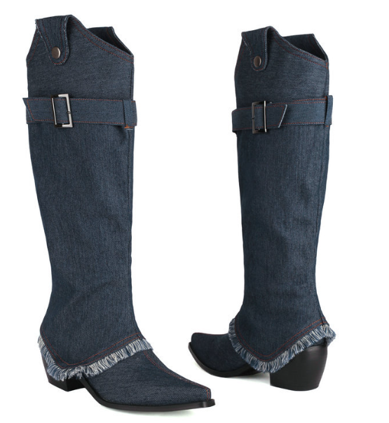 รองเท้าบูทผ้ายีนส์สีน้ำเงิน/ฟ้า/ดำ ไซส์ 34-43