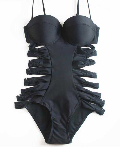 ***พร้อมส่ง***บิกินี่ชุดว่ายน้ำสีดำวันพีซ one-piece สุด sexy รับลมทะเล เล่นดีเทลซีทรูด้านข้างลำตัวเป็นชั้นๆ เรียงตามส่วนเว้า โชว์ความเซ็กซี่ hot ปรอทแตกค่ะ สวยเหมือนแบบค่ะ