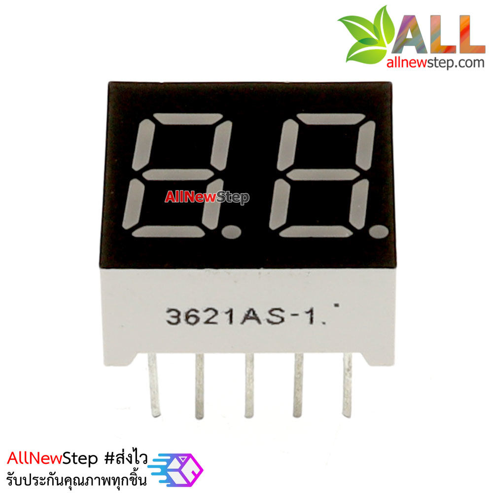 7 Segment 0.36 นิ้ว Common Cathode 2digit Red ไฟ 7 segment 0.36 2 หลัก สีแดงแบบไฟลบร่วม 3621A 3261A