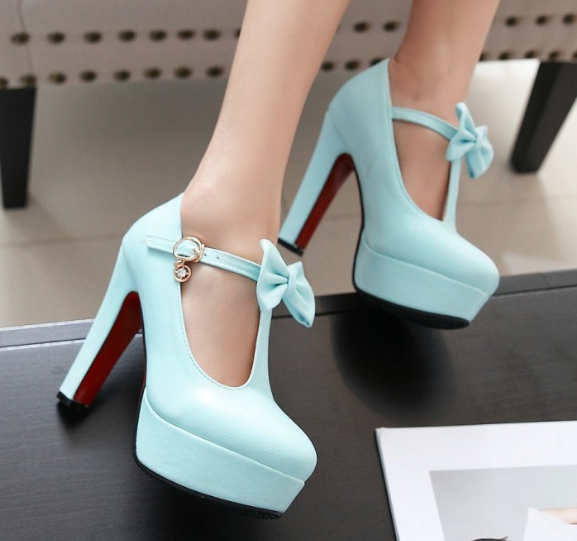 รองเท้าคัดชูหัวมนแต่งโบว์น่ารักๆสีครีม/ชมพู/ดำ/ฟ้า ไซต์ 34-47