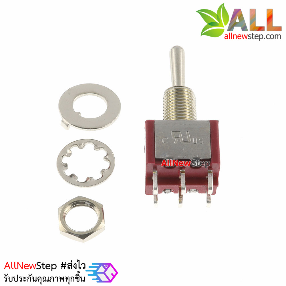 สวิตย์โยก 3 ทาง 6 ขา toggle switch MTS-223 250V 3A สีแดง