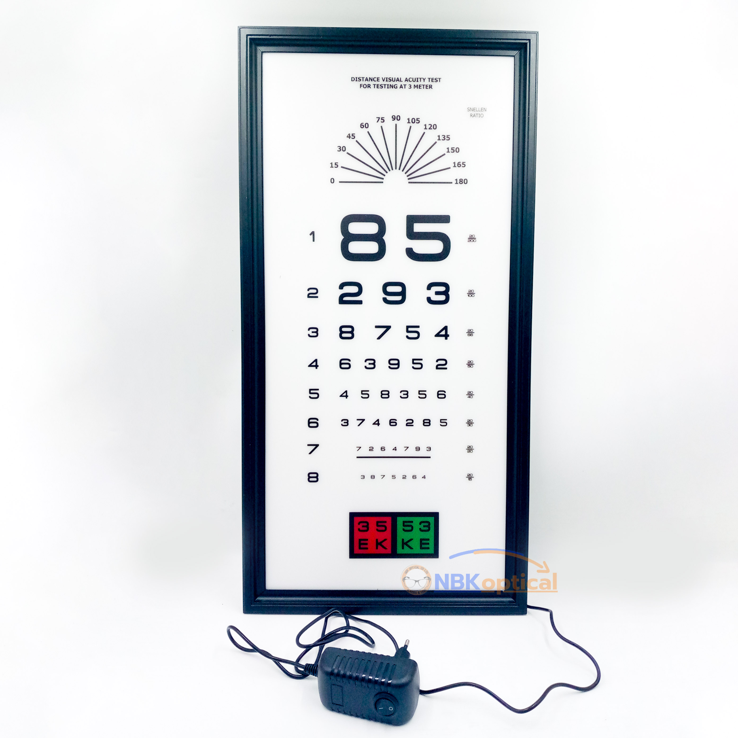 ป้ายวัดสายตา 85 ระยะ 3 เมตร ไฟLED (ขอบดํา)