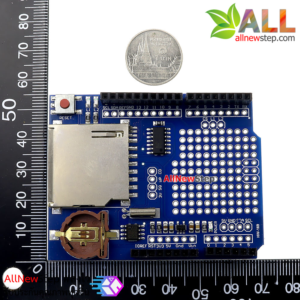 Data Logger Shield โมดูลบันทึกข้อมูลลง SD Card สำหรับ Arduino เฉพาะอุปกรณ์ไม่รวมถ่าน