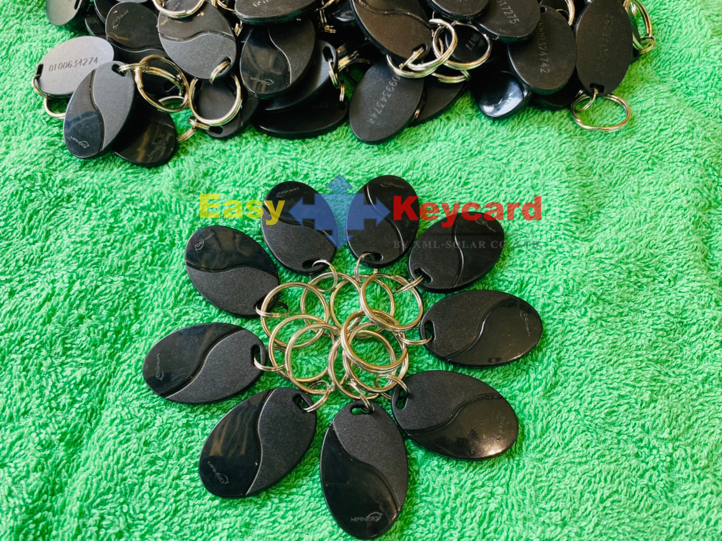 พวงกุญเเจคีย์การ์ด Keytag สีดำ (Proximity 125Khz.) (เเบบใบไม้ ยี่ห้อ mango)