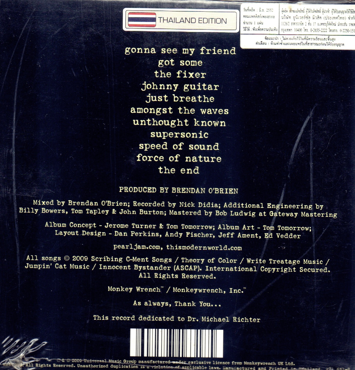 CD,Pearl Jam – Backspacer (2009)(Thai)