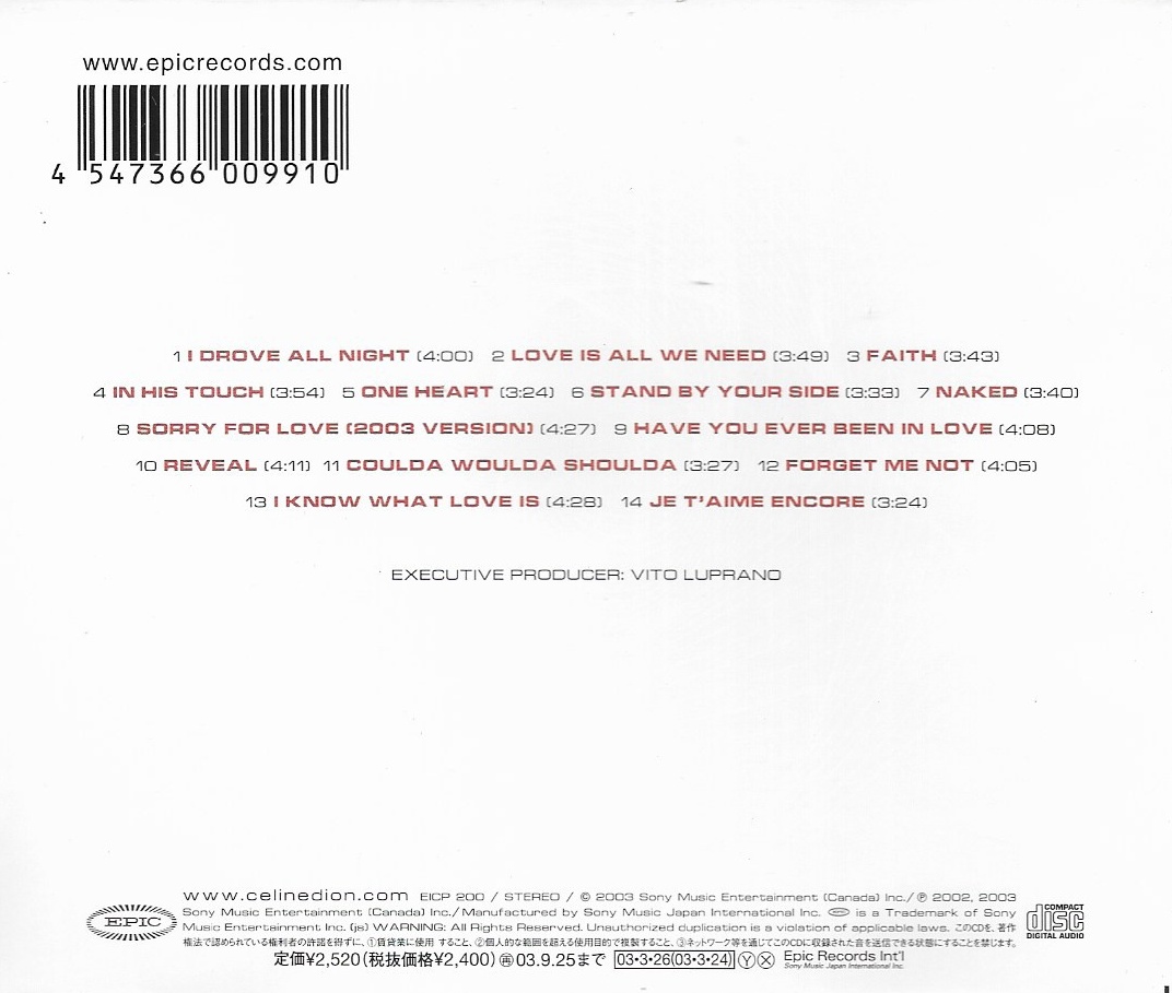 Used CD,Celine Dion - One Heart (A+)(2003)(Japan)