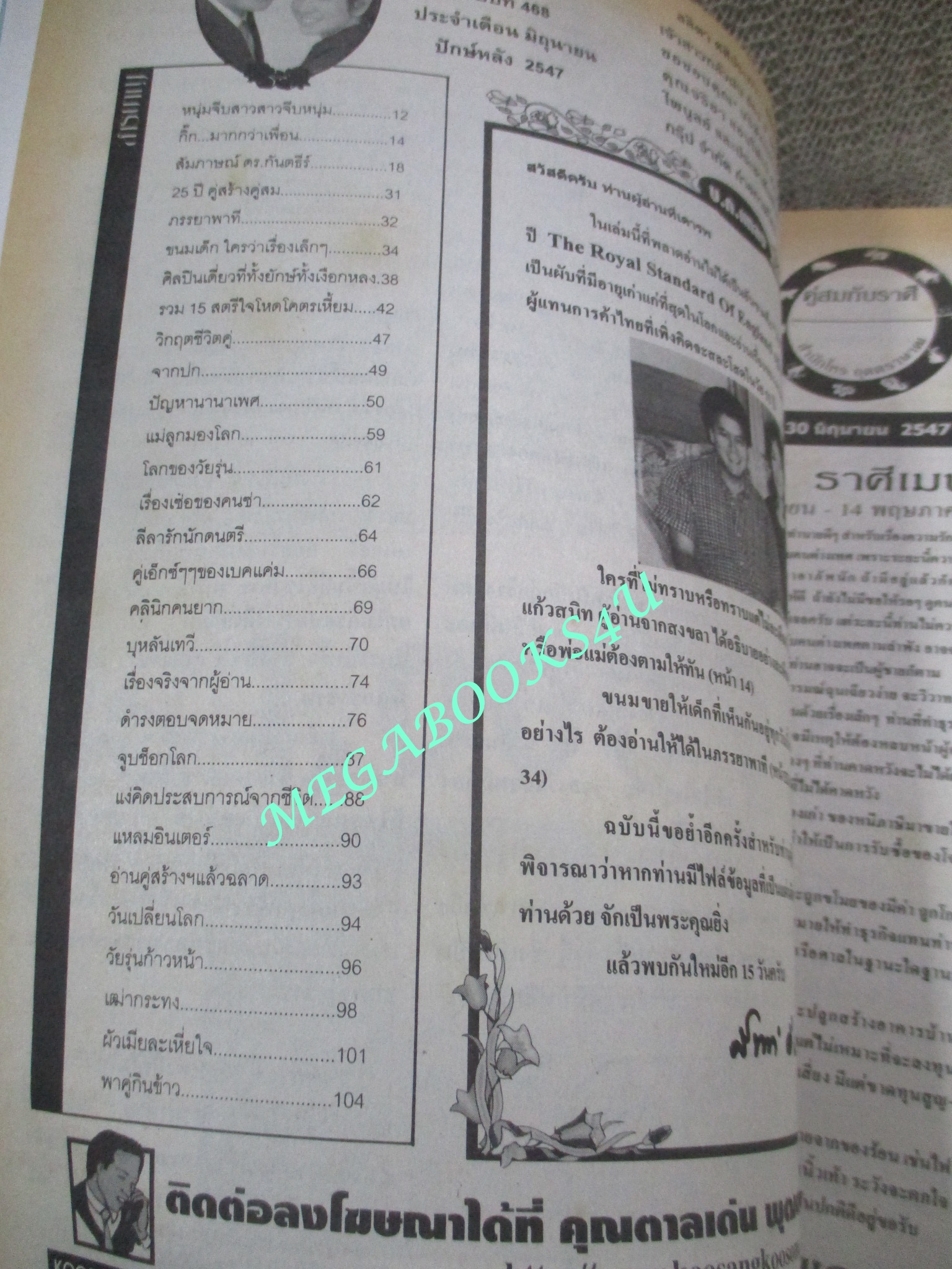 นิตยสารคู่สร้างคู่สม ฉบับที่0468 ปี2547 ปก ก้องสหรัถ ลลิตา