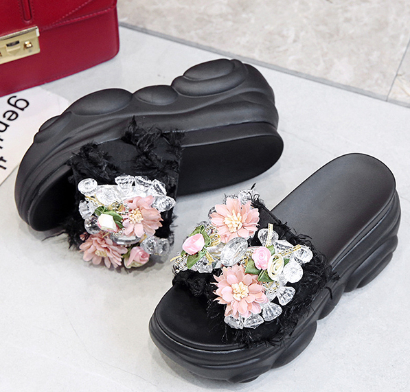 รองเท้าลำลองส้นหนาแบบสวมน่ารักๆสีดำ/ขาว/ชมพู ไซต์ 34-39