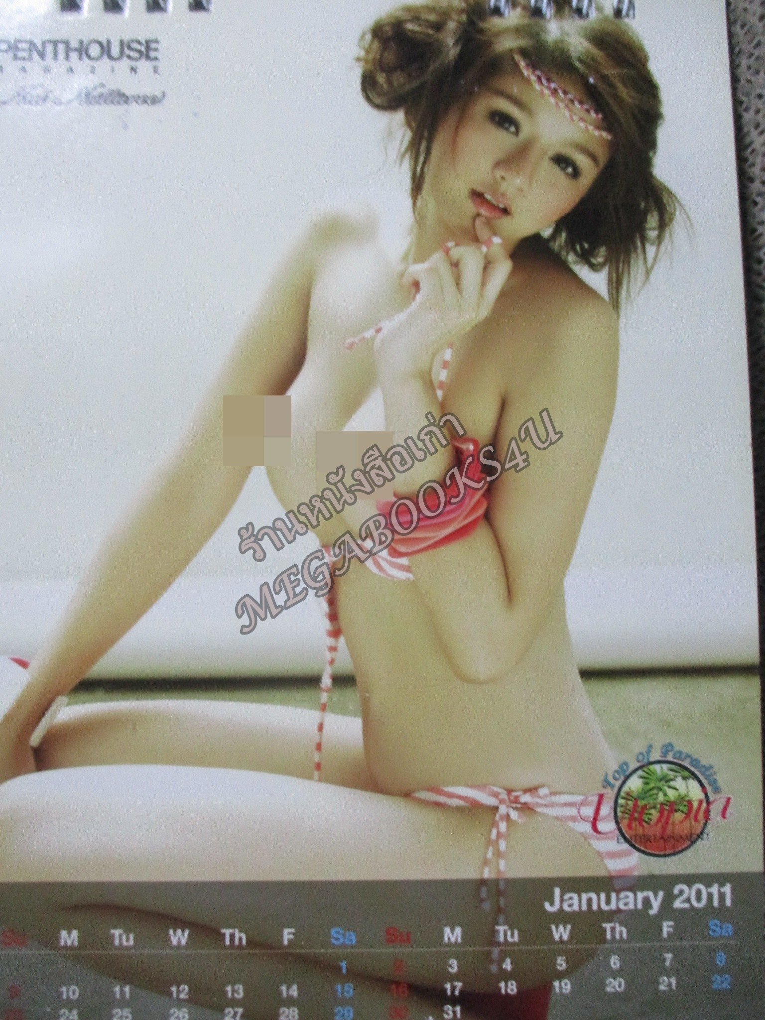 ปฏิทินตั้งโต๊ะ PENTHOUSE 2011 สภาพดี มีตำหนิ รอยกระดาษติดกันอยู่ 2 แผ่น