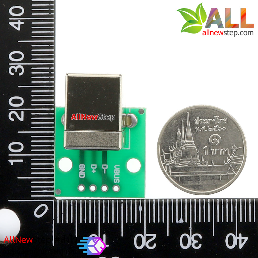 USB Type B Breakout บอร์ดแยกขา USB Type B สำหรับทดลอง