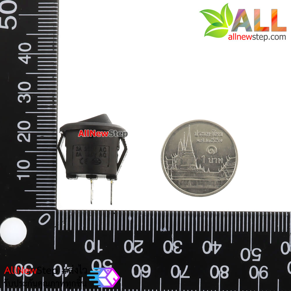 สวิตช์ KCD11 2 ขา 3A 250V เส้นผ่านศูนย์กลาง 16.5mm สีดำ