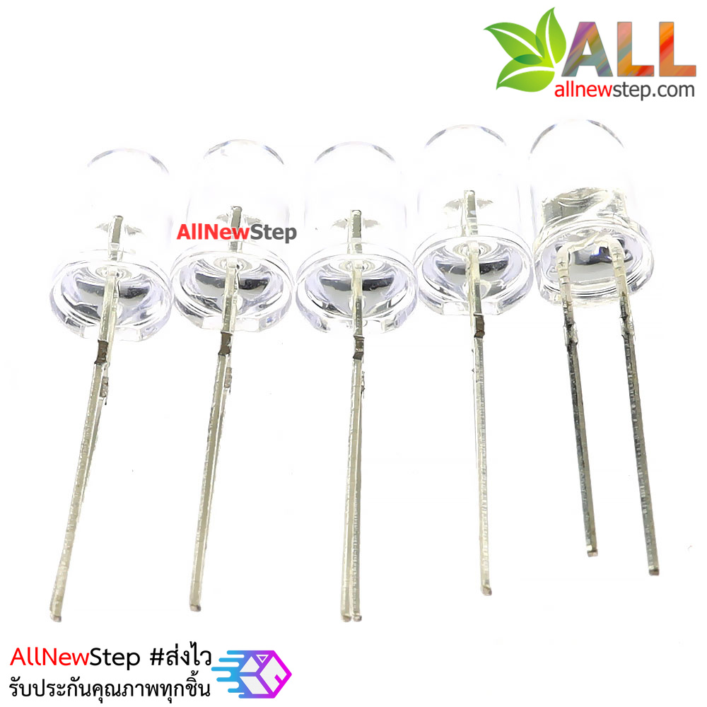 LED 5mm สีแดง จำนวน 5 ดวง แบบใส