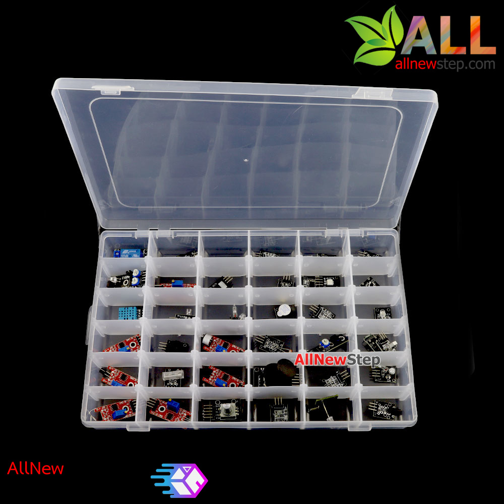 37 IN 1 Sensor Kits For Arduino ชุดโมดูลเซ็นเซอร์ 37 in 1 สำหรับ Arduino พร้อมกล่องพลาสติก
