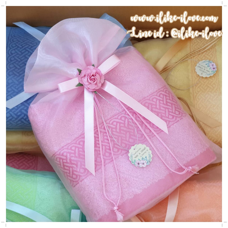 ผ้าขนหนูเนื้อ cotton ลายปาเก้ ขนาดเช็ดตัว 24x48 นิ้ว