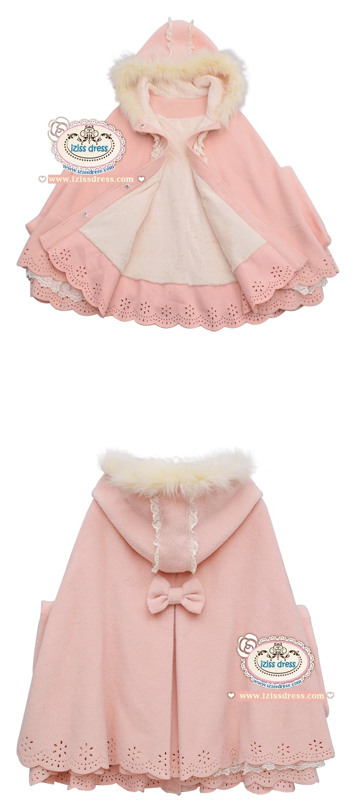 ***ขายดีมากๆ พร้อมส่ง มีจำนวนจำกัดจร้า***ชุดเสื้อโค้ทกันหนาวหมวกประดับขนเฟอร์สีชมพูสวยหวานทรงค้างคาว เหมือนแบบค่ะ