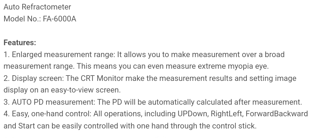 เครื่องวัดสายตา FA-6000A