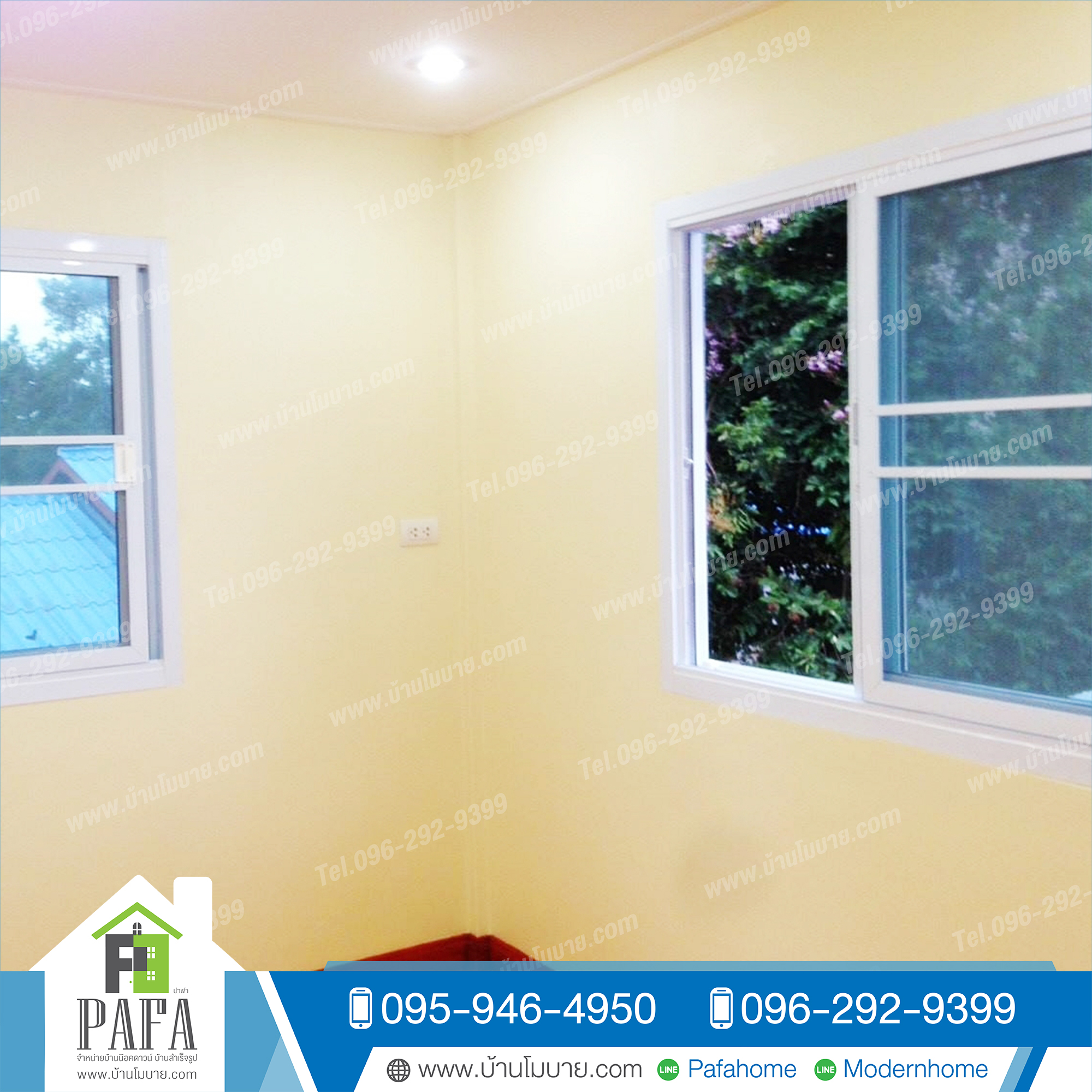 บ้านน็อคดาวน์ขนาด 7*6 เมตร (4ห้องนอน 2ห้องน้ำ 1ห้องรับเเขก 1ห้องครัว)