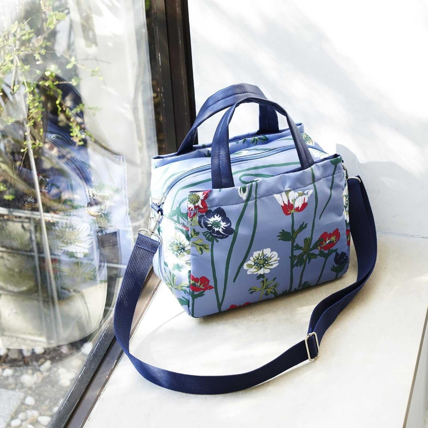 KEI Hayama PLUS 2Way Bag กระเป๋าสะพายลายAnemone สีฟ้าสดใส น้ำหนักเบา