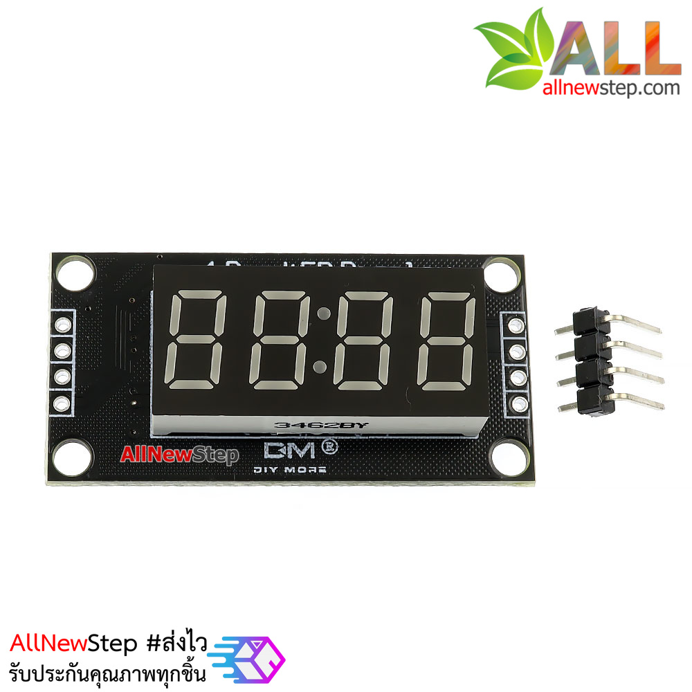 โมดูลแสดงค่าตัวเลข 4 หลัก ขนาด 0.36 นิ้ว TM1637 Driver แบบนาฬิกา สีเขียว
