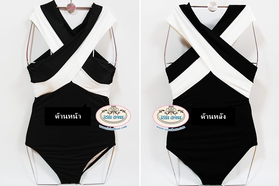 ***HOT ขายดีสุดๆ มีจำนวนจำกัดจร้า**พร้อมส่งบิกินี่ชุดว่ายน้ำวันพีช one piece สีดำตัดขอบสีขาวด้านหน้า ดีเทลเก๋ไม่ซ้ำใคร สามารถใส่ได้ 3 แบบ 3 สไตล์ไม่ซ้ำใครค่ะ สวยน่ารักเหมือนแบบค่ะ