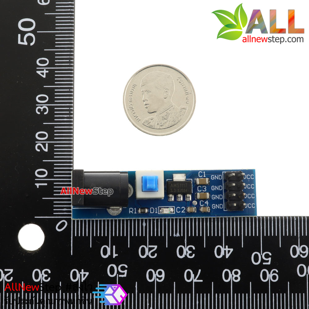 AMS1117 3.3V Jack 5.5x2.1mm Power Supply Module with DC Switch