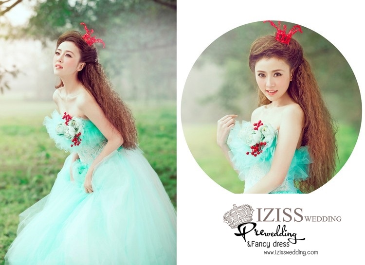 PW103 - Pre order ชุดคู่ถ่ายพรีเวดดิ้ง (prewedding dress) & ชุดแต่งงานแฟนซี (Fancy wedding dress)ชายหญิง "ธีมสีเขียว-ขาว"
