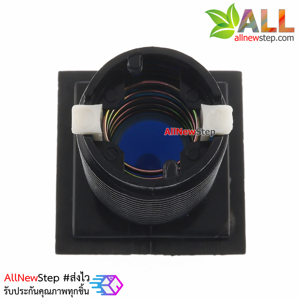ปุ่มกดตู้เกม สวิตช์กดติดปล่อยดับสี่เหลี่ยมขนาด 33x33mm พร้อมไฟ LED สีน้ำเงิน