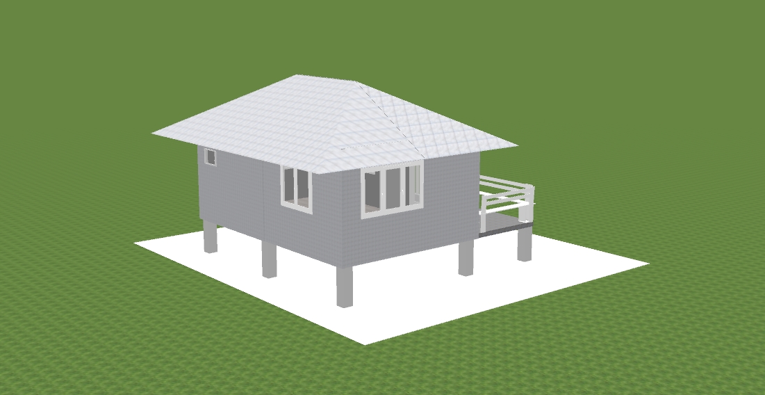 บ้านน็อคดาวน์ ทรงปั่นหยา ขนาด 4*6 เมตร พร้อมระเบียง 2*3 เมตร ชุดประตูสไลด์