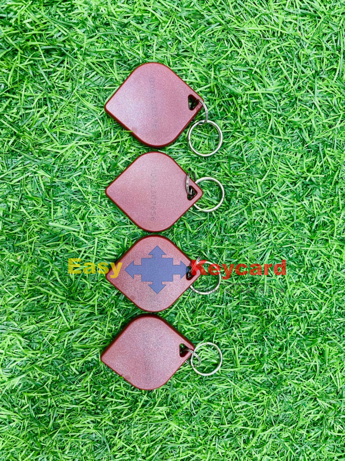 พวงกุญเเจคีย์การ์ด Keytag (Proximity 125Khz.) สีแดง (เเบบใบไม้ ยี่ห้อ mango)