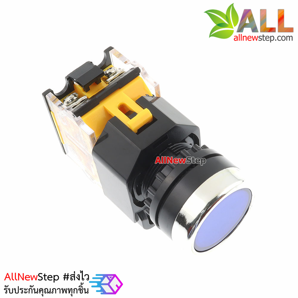 สวิตช์กดติดปล่อยดับ/กดดับปล่อยติด/รีเซตสวิตช์ AC DC 10A ปุ่มกดสีน้ำเงิน