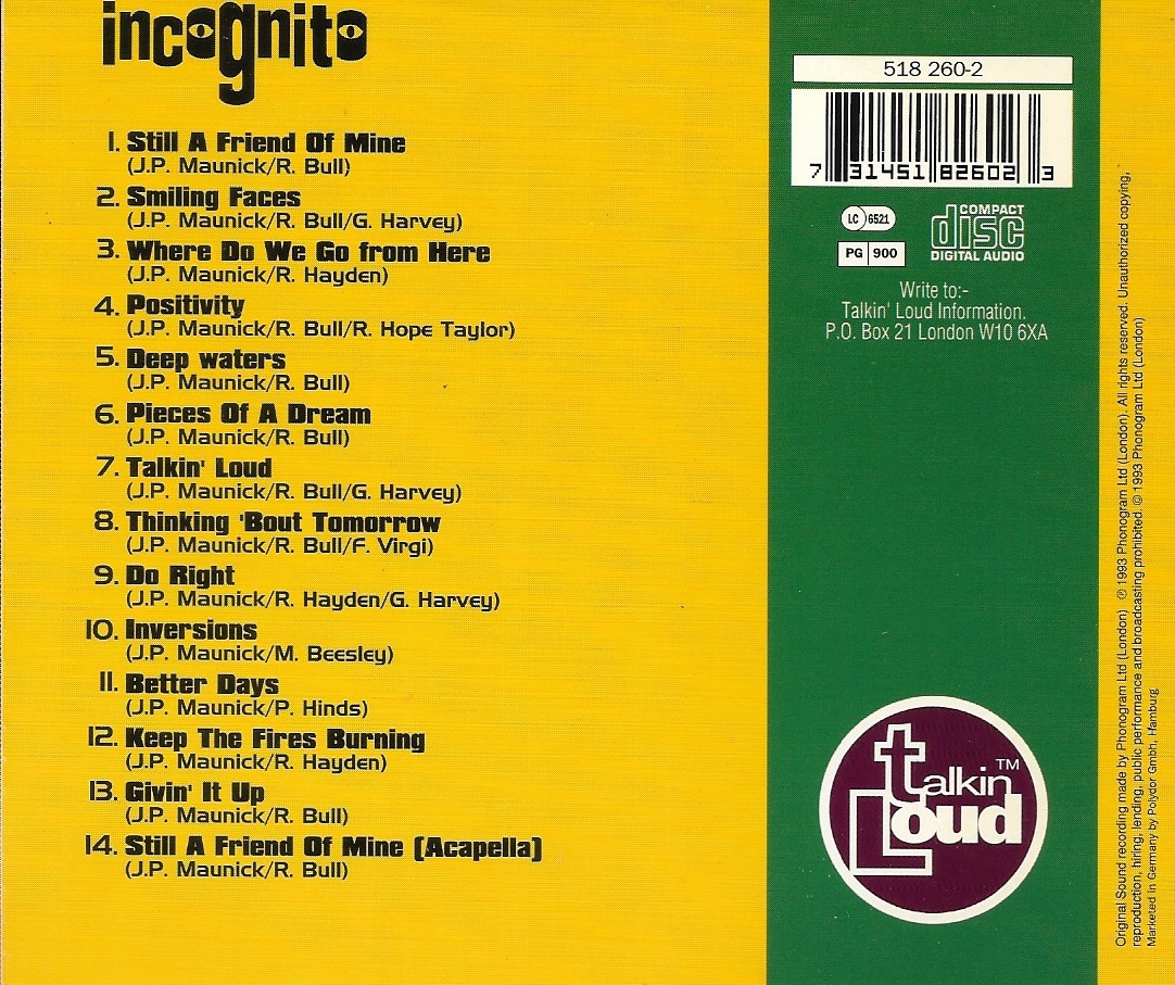 Used CD,Incognito - Positivity (C)(1993)(Germany)
