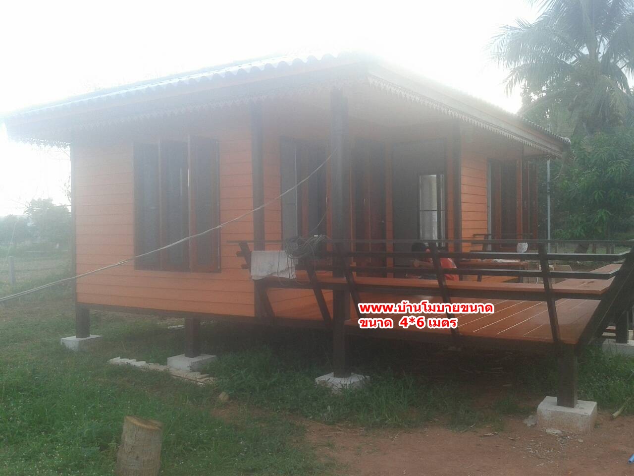 บ้านน็อคดาวน์ ขนาด 4*6 เมตร (1ห้องนอน 1ห้องน้ำ 1ห้องรับเเขก)