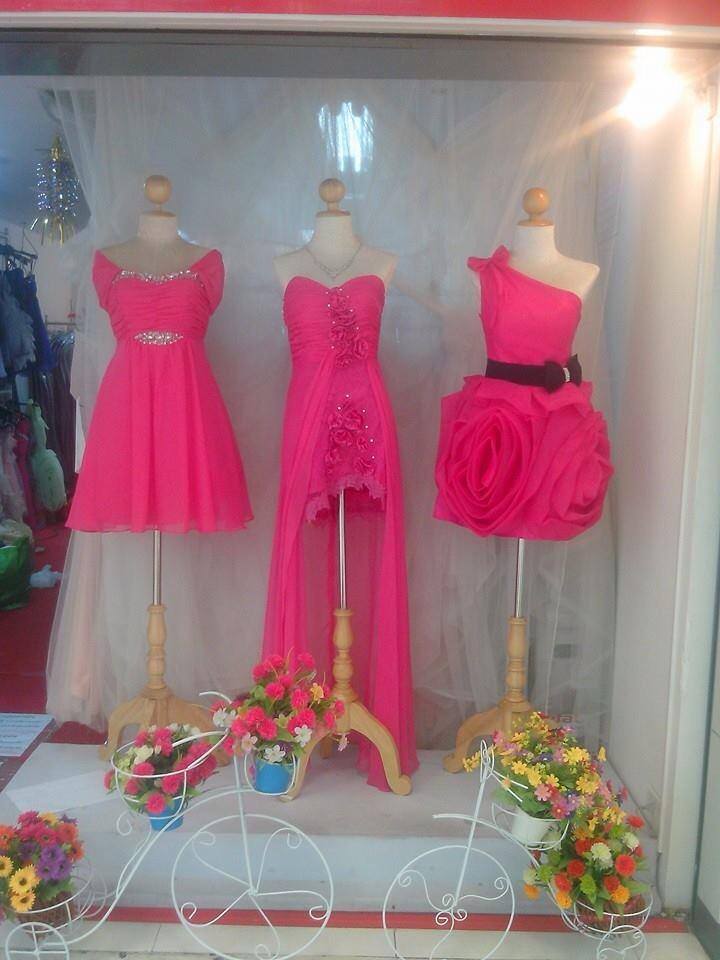 เช่าชุดราตรีสั้น สีชมพูบานเย็น