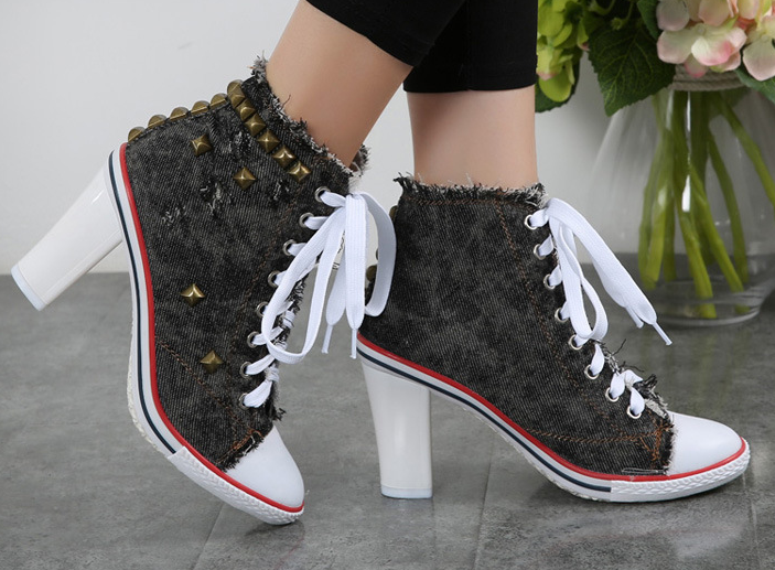 รองเท้าส้นสูง ไซต์ 34-40 สีฟ้าอ่อน ฟ้าเข้ม ขาว ดำ