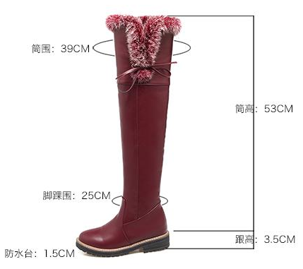 รองเท้าบูทยาวเลยเข่าส้นเตี้ย ไซต์ 34-43 สีดำ/แดง/เทา/น้ำตาล