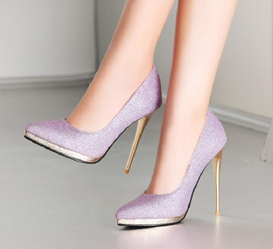 รองเท้าส้นสูงคัทชูทรงสวย ไซต์ 34-45 สีเงิน/ทอง/ม่วง
