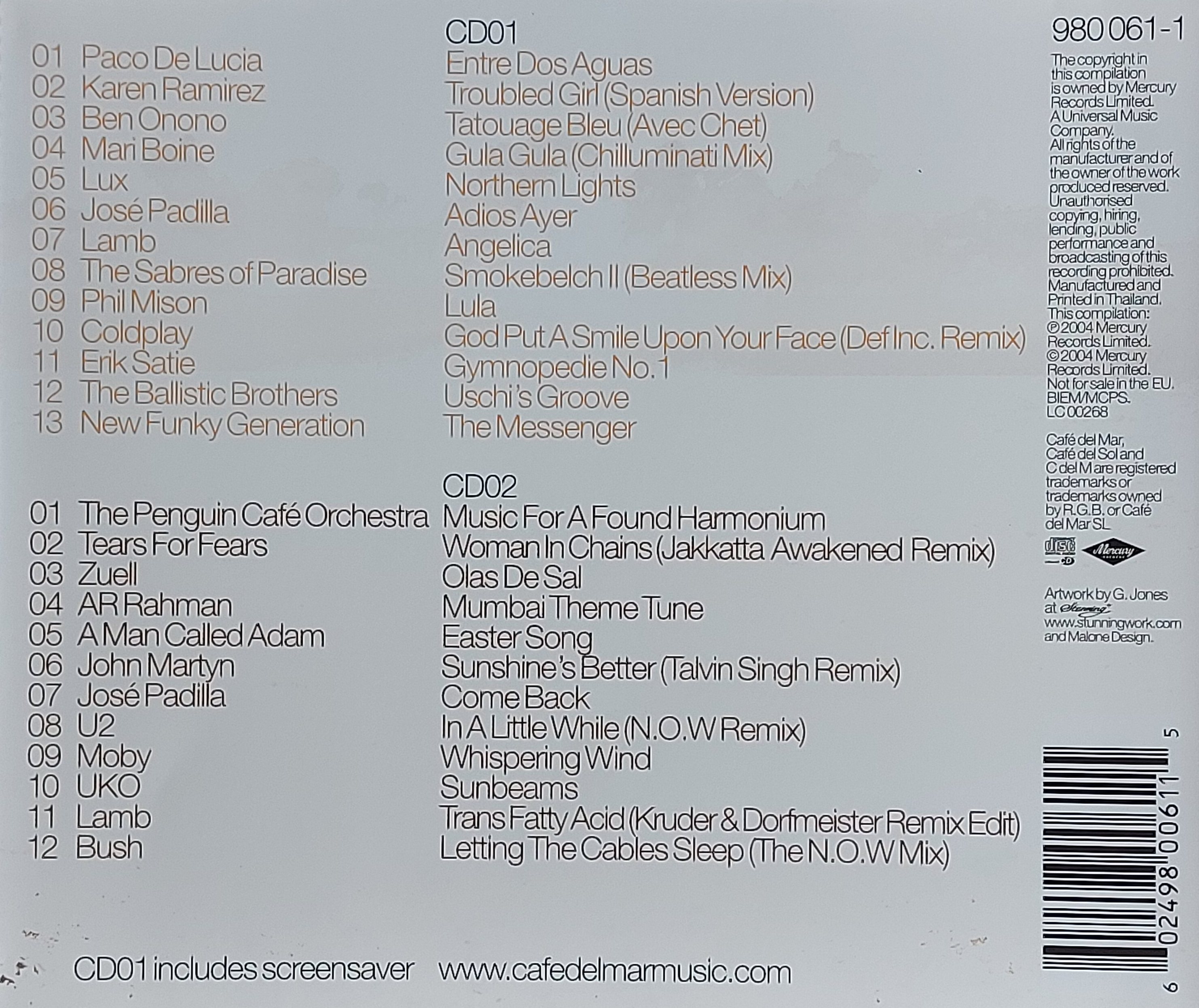 CD,Café del Mar The Best Of Compiled by José Padilla (2CD)(Various Artists)(2004)(Thai)