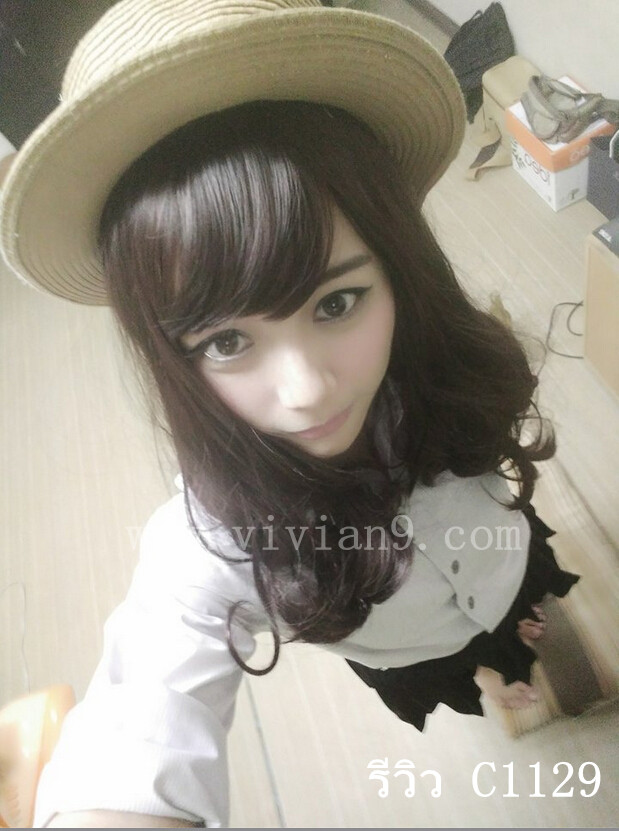 C1129 วิกผมสวอล เเสกกลางเห็นหนังหนังศีรษะ หน้าม้า