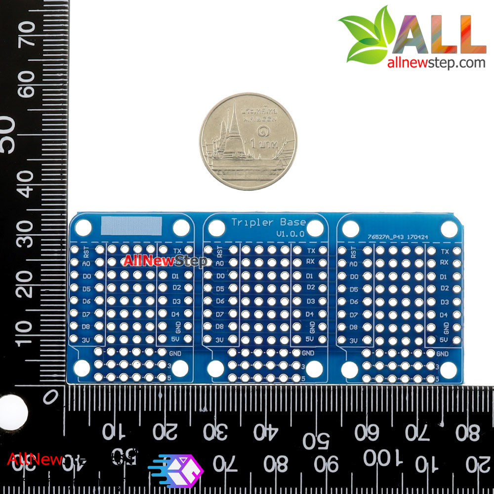 บอร์ดขยายขา Wemos D1 Mini PCB แบบ 3 จุด wemos d1 Mini base three expansion board