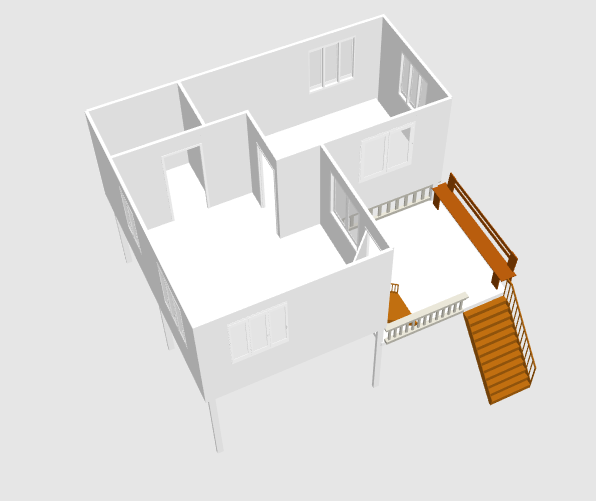 บ้านน๊อคดาวน์ ขนาด 6*7 เมตร ระเบียง 3*3 เมตร ยกสูง 2 เมตร (2ห้องนอน 2ห้องน้ำ 1ห้องรับเเขก)