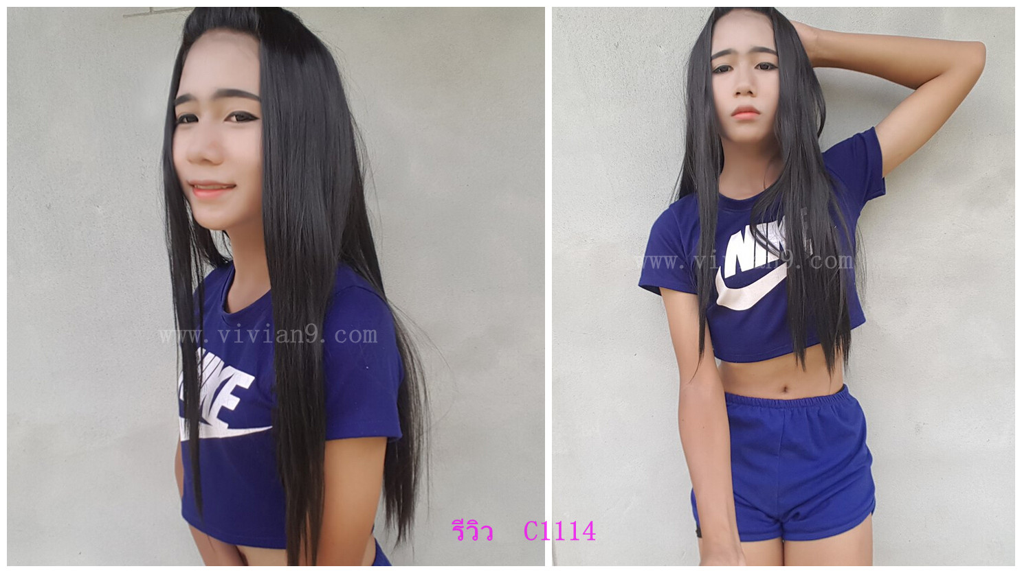 C1114 วิกผมตรงยาวเเสกกลางเห็นหนังศรีษะ