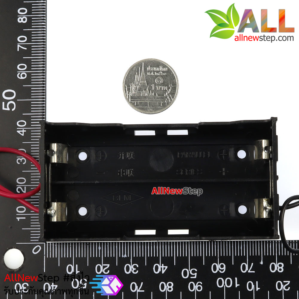 18650 battery box holder 3.7V with cable รางถ่าน 18650 ต่อแบบขนาน ขนาด 2 ก้อน พร้อมสายไฟ