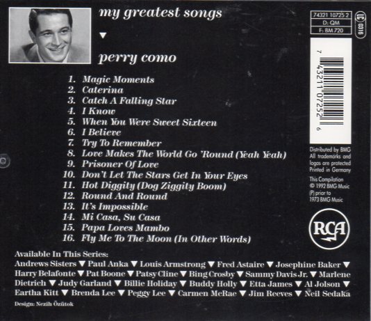 CD,Perry Como - My Greatest Songs