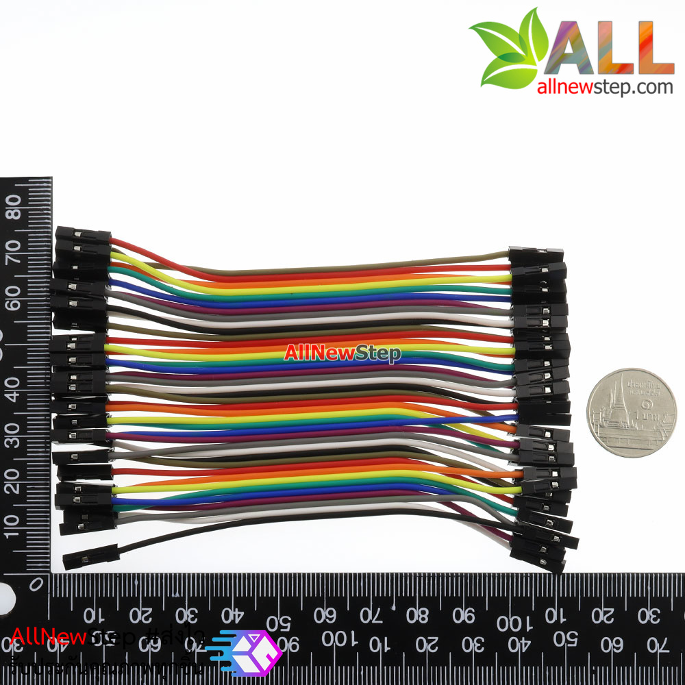 สายไฟ จัมเปอร์ เมีย-เมีย Jumper Wire สายแพ เมีย-เมีย ยาว 10cm. จำนวน 40 เส้น