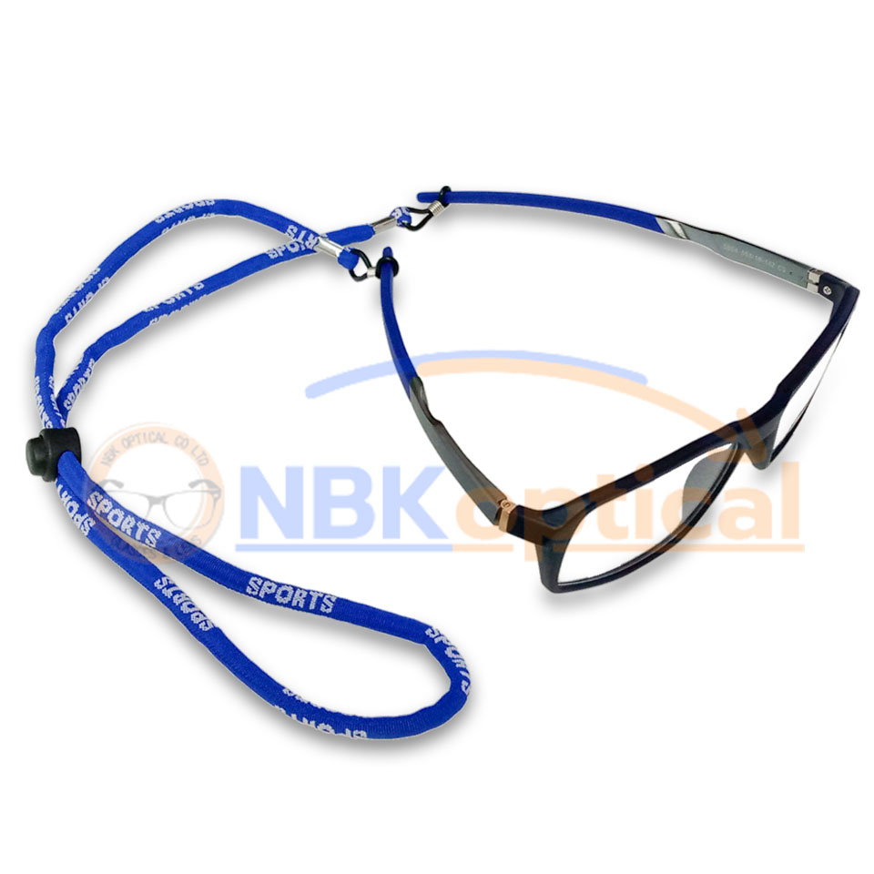 สายคล้องแว่นตาสีนํ้าเงินทรงสปอร์ต