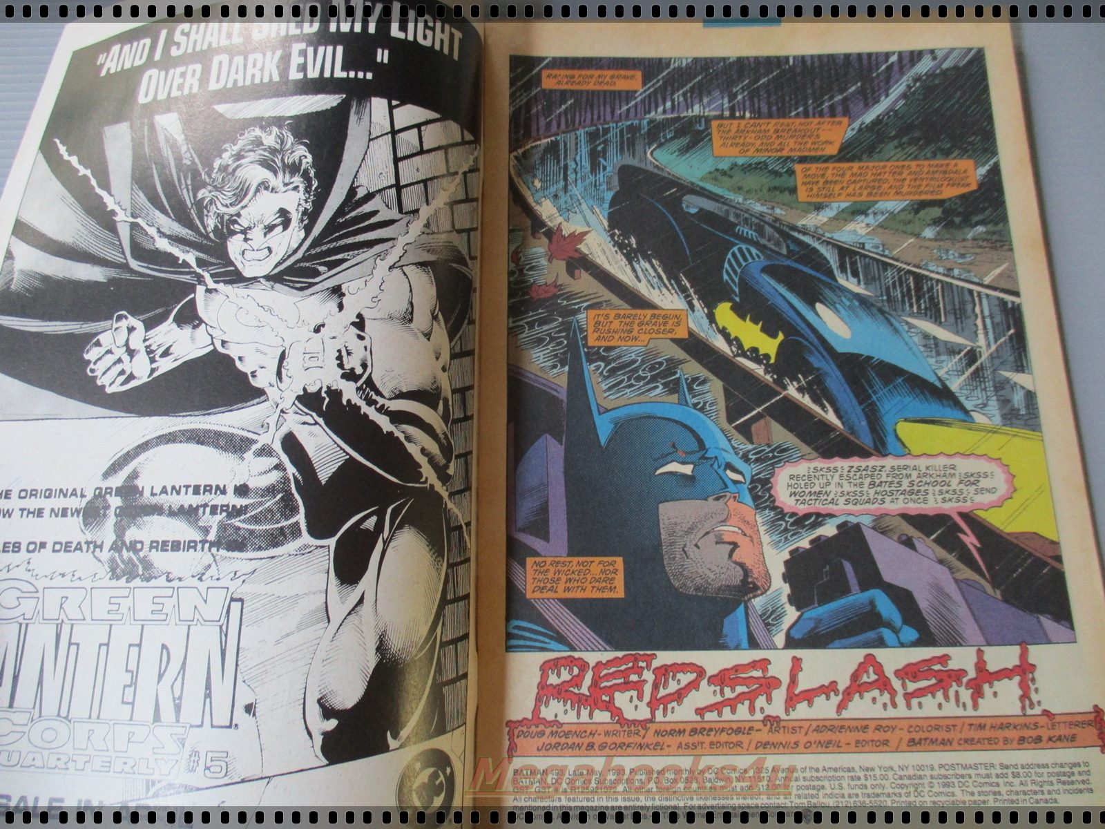 การ์ตูน DC comics การ์ตูนภาษาอังกฤษ แบทแมน BATMAN ฉบับที่ 493 ปี2536 ตอน RED SLASH