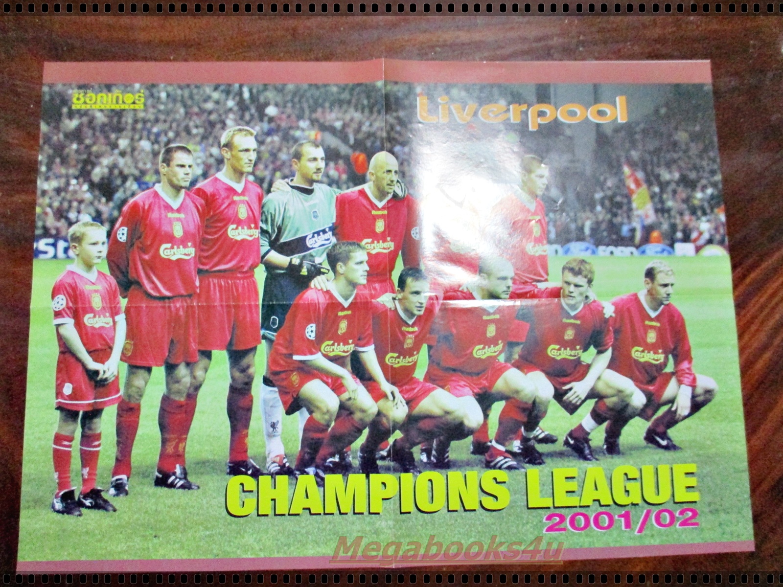 โปสเตอร์นักฟุตบอล ทีมลิเวอร์พูล แชมป์เปี้ยนลีก2001 2002